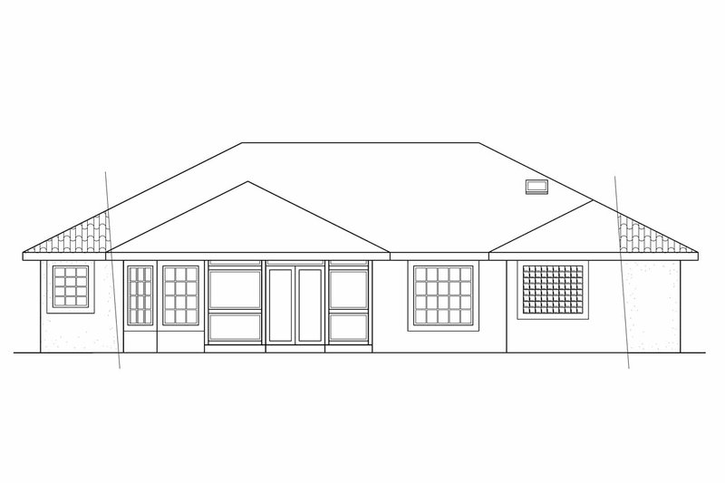 Architectural House Design - Exterior - Rear Elevation for Mediterranean House Plan #124-1083 - 3 bed, 2 bath