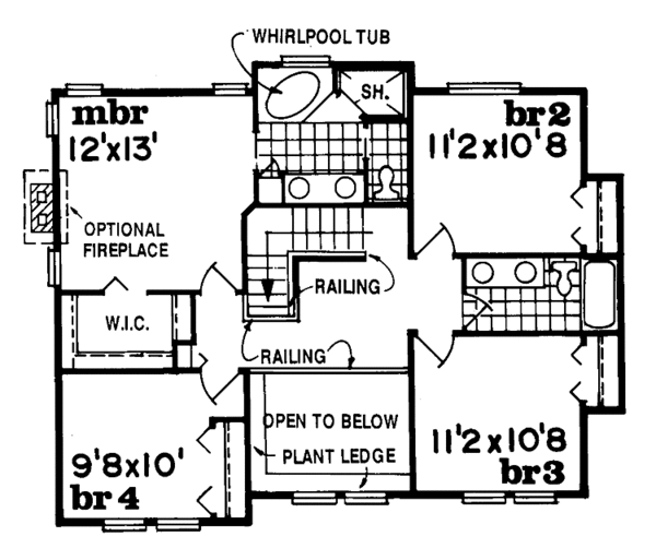 House Blueprint - Country Floor Plan - Upper Floor Plan #47-829