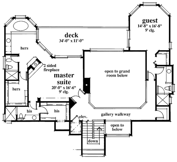House Blueprint - Mediterranean Floor Plan - Upper Floor Plan #930-32
