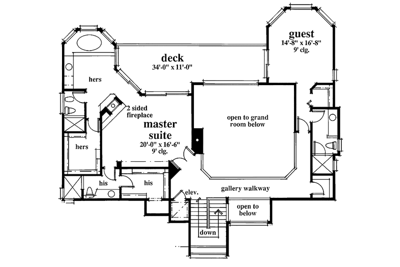 Architectural House Design - Floor Plan - Upper Floor for Mediterranean House Plan #930-32 - 4 bed, 5.5 bath