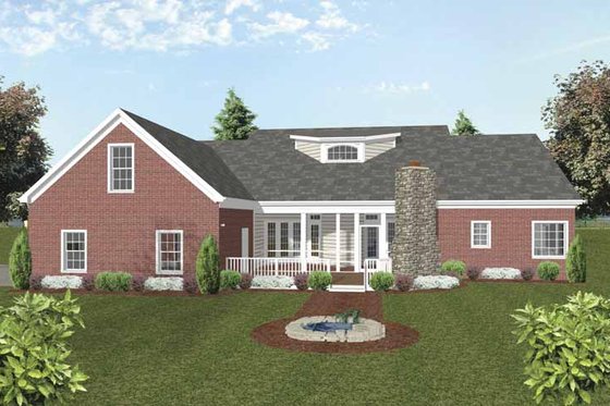 Exterior - Rear Elevation for Traditional House Plan #56-693 - 4 bed, 3 bath