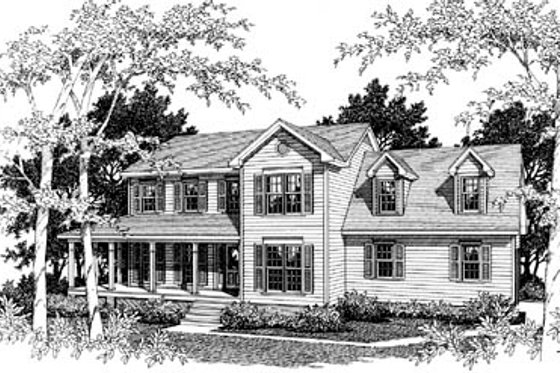 Exterior - Front Elevation for Country House Plan #10-237 - 3 bed, 2.5 bath