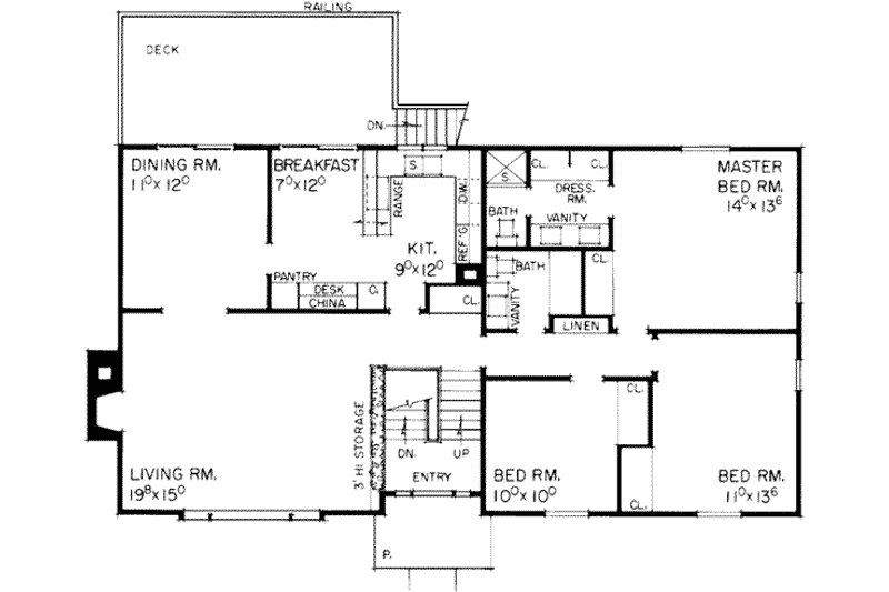 Architectural House Design - Floor Plan - Main Floor for Traditional House Plan #72-295 - 4 bed, 3 bath