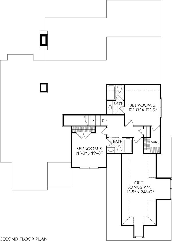 Traditional Floor Plan - Upper Floor Plan #927-1041