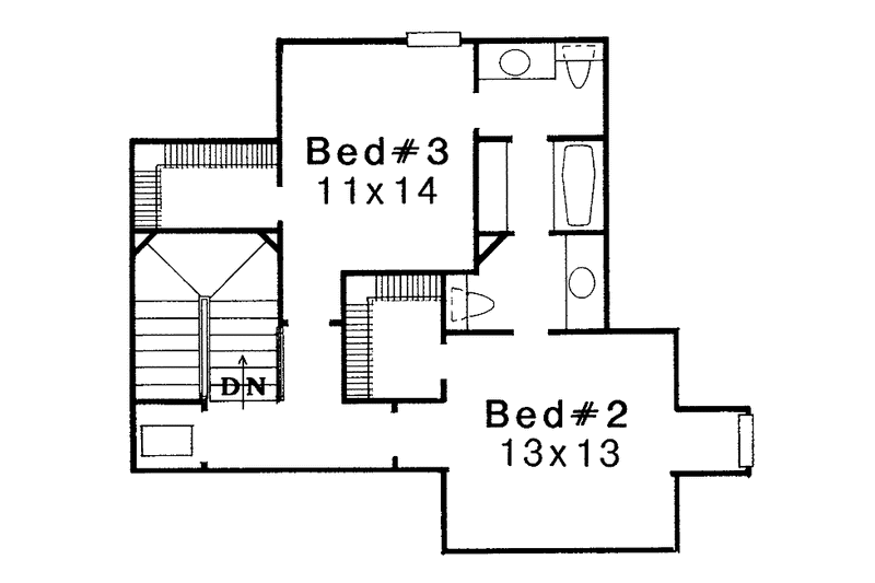 House Blueprint - Floor Plan - Upper Floor for Traditional House Plan #310-1051 - 3 bed, 2.5 bath