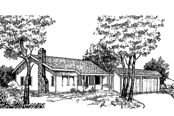 Exterior - Front Elevation 3 for Contemporary House Plan #60-754 - 3 bed, 2 bath