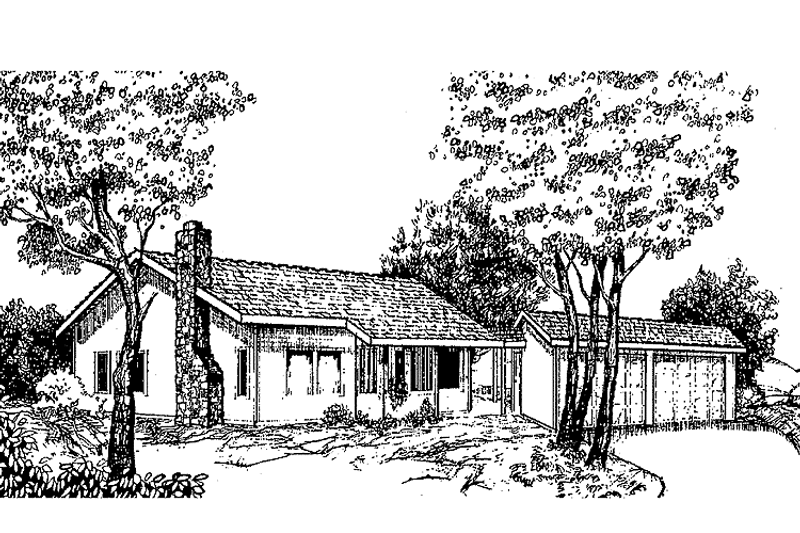 Dream House Plan - Exterior - Front Elevation 3 for Contemporary House Plan #60-754 - 3 bed, 2 bath