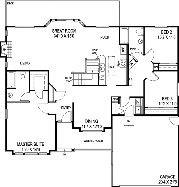 Home Plan - Craftsman Floor Plan - Main Floor Plan #60-719
