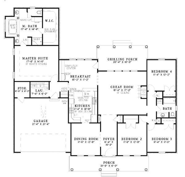 House Design - Classical Floor Plan - Main Floor Plan #17-3185