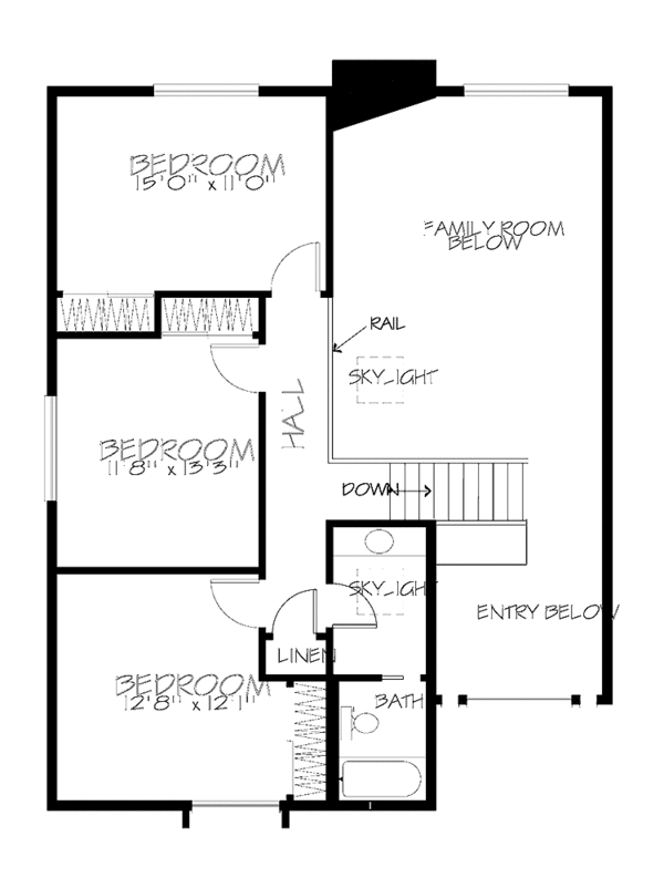 House Plan Design - Contemporary Floor Plan - Upper Floor Plan #320-1274