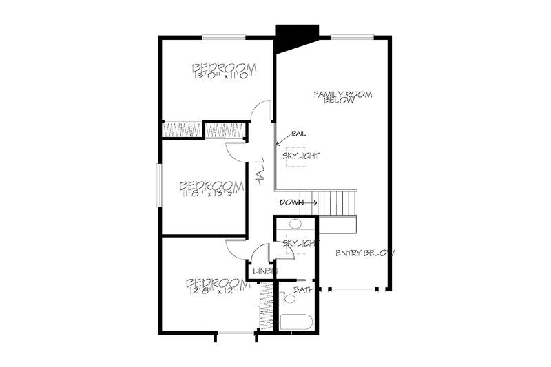 Home Plan - Floor Plan - Upper Floor for Contemporary House Plan #320-1274 - 4 bed, 3 bath
