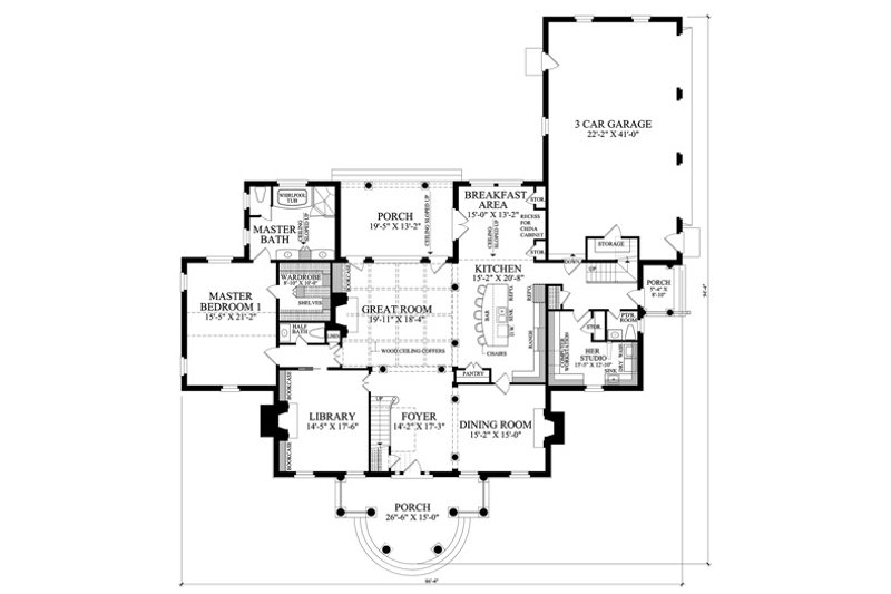 Dream House Plan - Floor Plan - Main Floor for Southern House Plan #137-395 - 5 bed, 6 bath