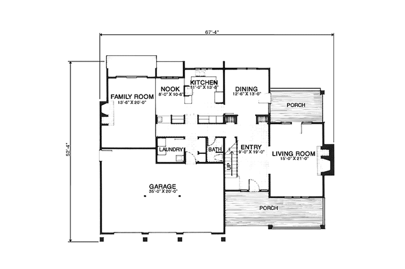 Home Plan - Floor Plan - Main Floor for Country House Plan #320-1249 - 4 bed, 2.5 bath