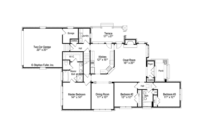 Home Plan - Floor Plan - Main Floor for Country House Plan #429-385 - 3 bed, 2 bath