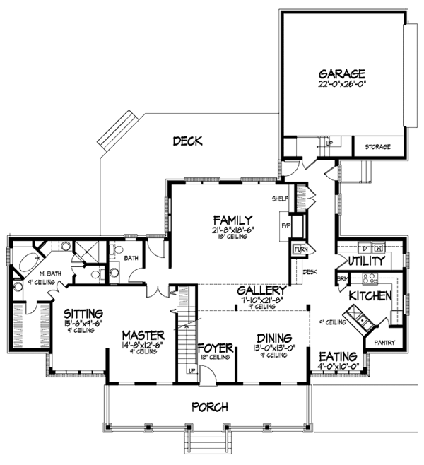 Architectural House Design - Colonial Floor Plan - Main Floor Plan #320-844