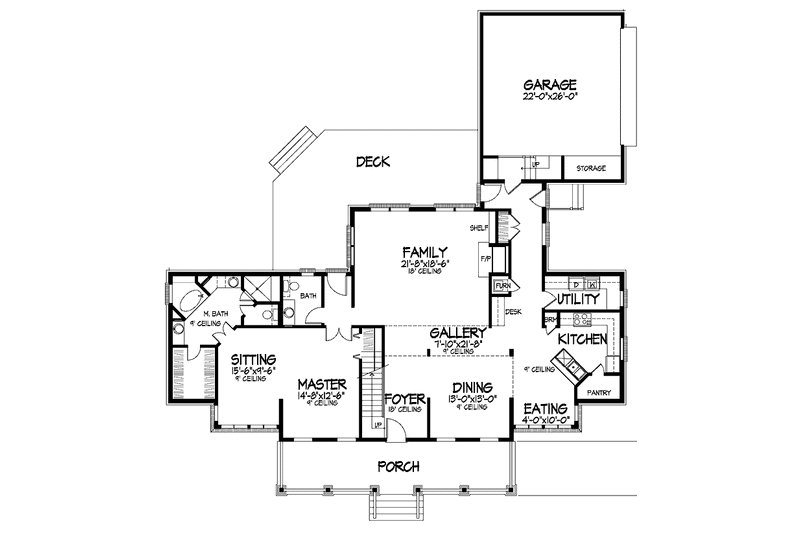 Architectural House Design - Floor Plan - Main Floor for Colonial House Plan #320-844 - 3 bed, 3.5 bath