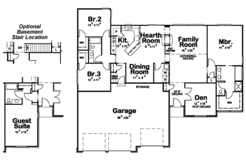 Dream House Plan - Floor Plan - Main Floor for European House Plan #20-1782 - 3 bed, 2 bath