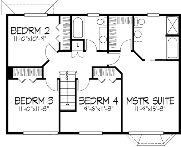 House Plan Design - Tudor Floor Plan - Upper Floor Plan #51-721