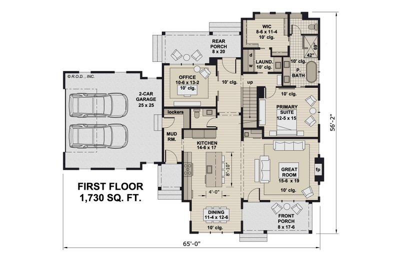 House Design - Floor Plan - Main Floor for Farmhouse House Plan #51-1273 - 4 bed, 3.5 bath