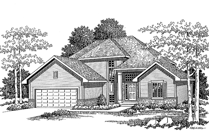 House Blueprint - Traditional Exterior - Front Elevation Plan #70-1362