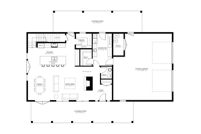 House Blueprint - Floor Plan - Main Floor for Barndominium House Plan #1114-63 - 4 bed, 3.5 bath
