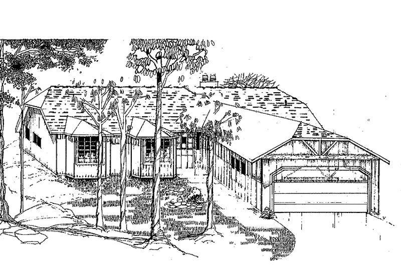 Home Plan - Exterior - Front Elevation 3 for Contemporary House Plan #60-733 - 3 bed, 2 bath