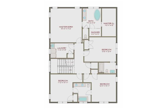 Floor Plan - Upper Floor for Craftsman House Plan #461-40 - 6 bed, 5 bath