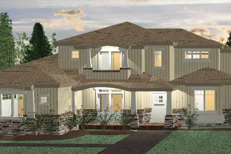 Architectural House Design - Prairie Exterior - Front Elevation Plan #937-34