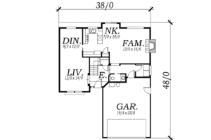 Floor Plan - Main Floor for Traditional House Plan #130-105 - 3 bed, 2.5 bath