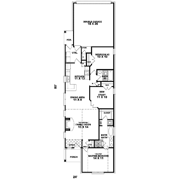 Floor Plan - Main Floor for Traditional House Plan #81-475 - 2 bed, 2 bath