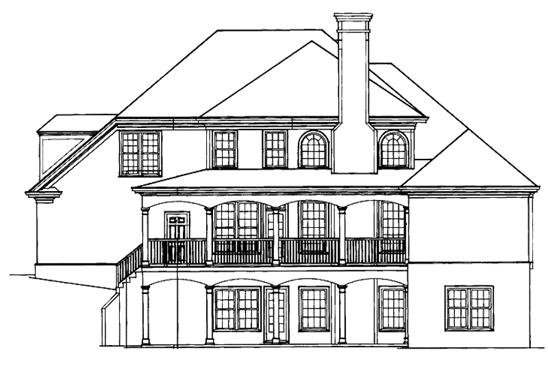 House Blueprint - Exterior - Rear Elevation for Traditional House Plan #429-107 - 3 bed, 3.5 bath