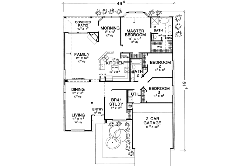 House Blueprint - Floor Plan - Main Floor House Plan #472-74 - 4 bed, 2 bath