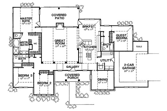 Floor Plan - Main Floor for Craftsman House Plan #472-50 - 4 bed, 3 bath