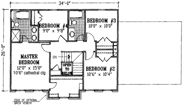 Home Plan - Colonial Floor Plan - Upper Floor Plan #953-3