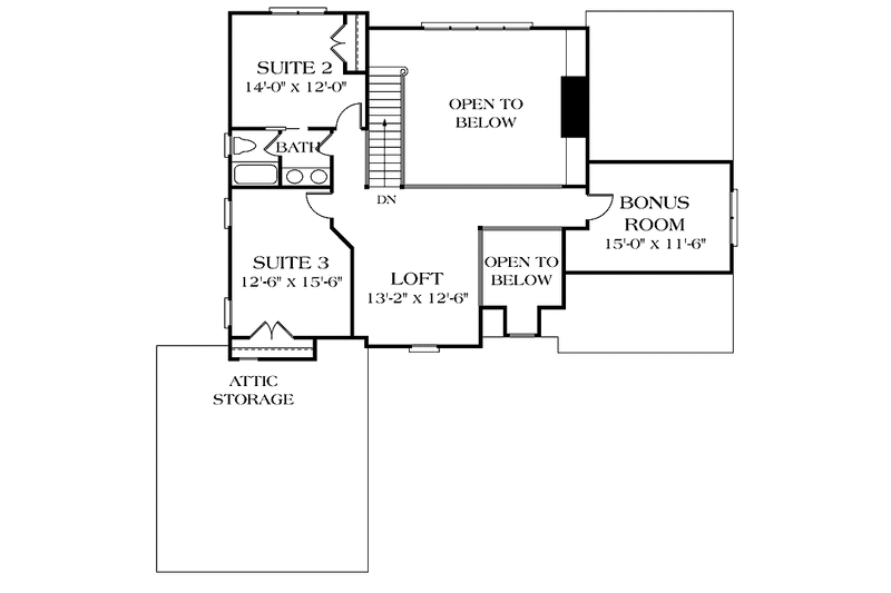 Architectural House Design - Floor Plan - Upper Floor for Traditional House Plan #453-219 - 3 bed, 2.5 bath