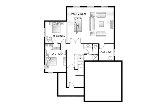 Floor Plan - Lower Floor for Country House Plan #23-2573 - 3 bed, 2.5 bath