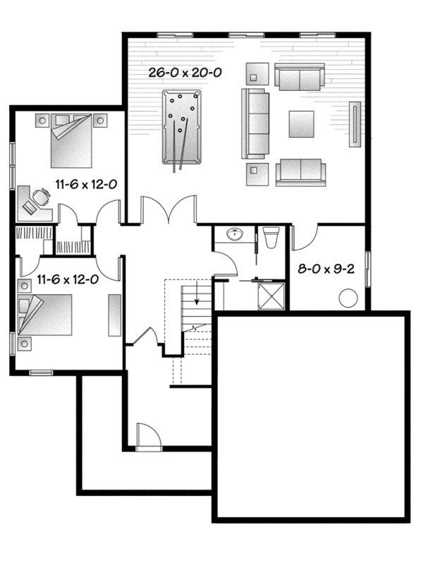 Country Floor Plan - Lower Floor Plan #23-2573