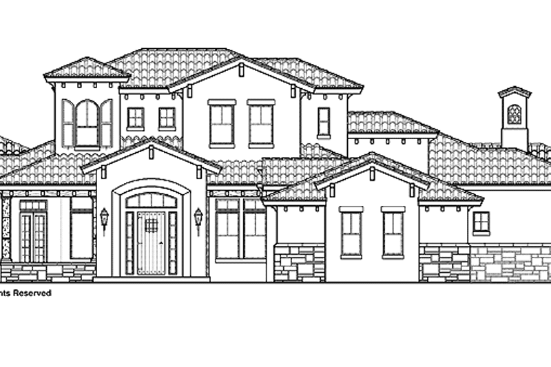 Home Plan - Exterior - Front Elevation 3 for Mediterranean House Plan #1019-7 - 5 bed, 4.5 bath