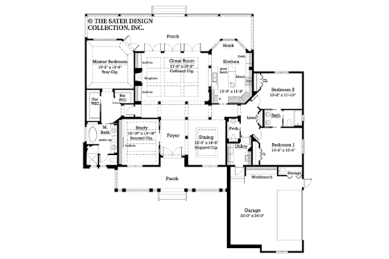 Floor Plan - Main Floor for Ranch House Plan #930-232 - 3 bed, 2.5 bath