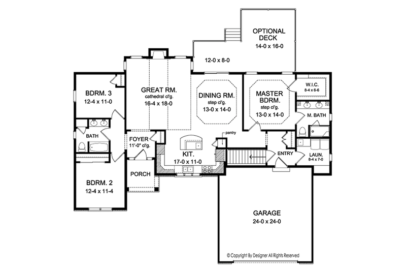 Architectural House Design - Floor Plan - Main Floor for Ranch House Plan #1010-141 - 3 bed, 2 bath