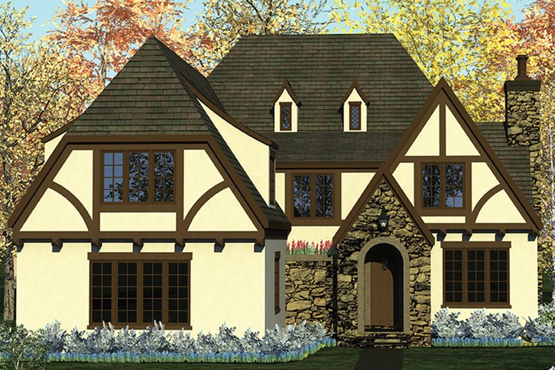 Home Plan - Exterior - Front Elevation 3 for European House Plan #453-637 - 4 bed, 4.5 bath
