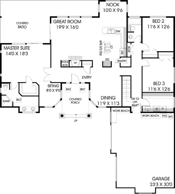 Home Plan - Ranch Floor Plan - Main Floor Plan #60-259
