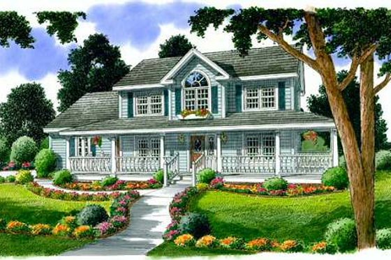 Exterior - Front Elevation for Country House Plan #312-471 - 4 bed, 2.5 bath