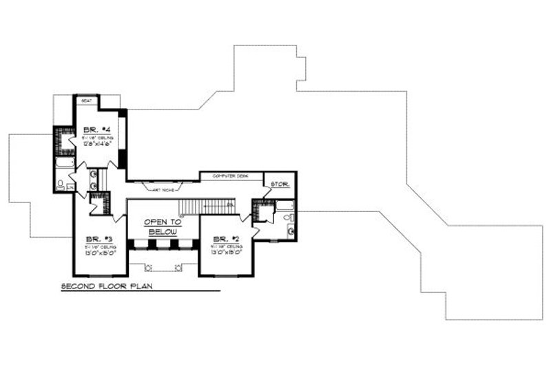 Home Plan - Floor Plan - Upper Floor for European House Plan #70-887 - 4 bed, 3.5 bath