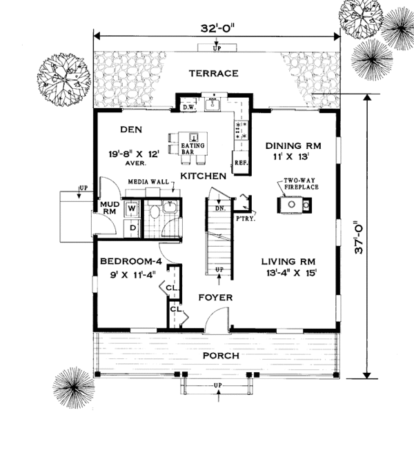 Country Floor Plan - Main Floor Plan #3-298