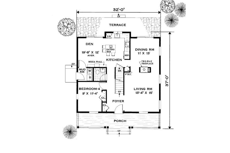 Dream House Plan - Floor Plan - Main Floor for Country House Plan #3-298 - 4 bed, 2.5 bath