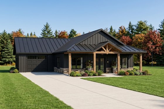 Exterior - Front Elevation for Country House Plan #1064-330 - 1 bed, 1.5 bath