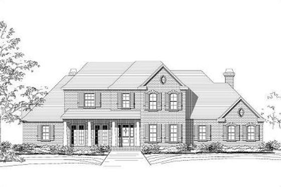 Exterior - Front Elevation for European House Plan #411-529 - 4 bed, 3.5 bath