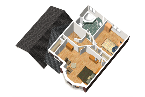 Floor Plan - Upper Floor 1 for Traditional House Plan #25-4470 - 2 bed, 1 bath