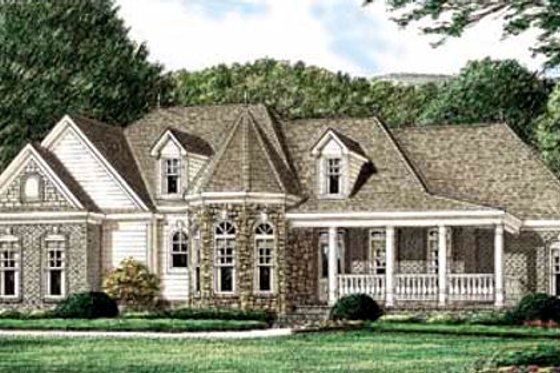 Exterior - Front Elevation for Country House Plan #34-145 - 4 bed, 2.5 bath